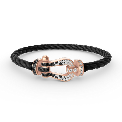 [Violet JW]FORCE LARGE HORSESHOE BLACK WHITE DIAMOND BRACELET ROSE GOLD
