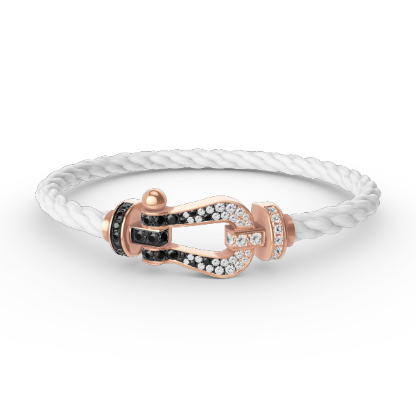 [Violet JW]FORCE LARGE HORSESHOE BLACK WHITE DIAMOND BRACELET ROSE GOLD