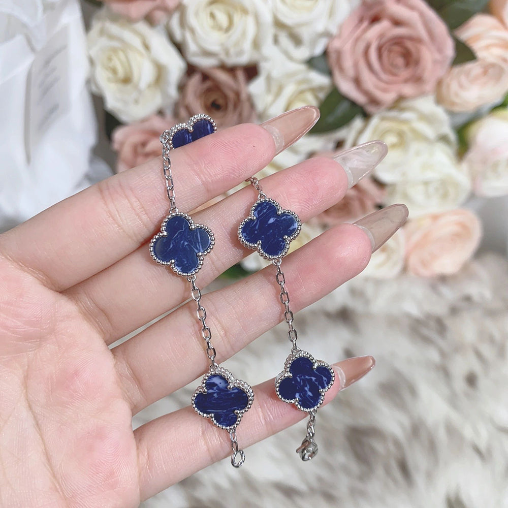 [Violet JW]CLOVER 5 MOTIF PIETERSITE SILVER BRACELET