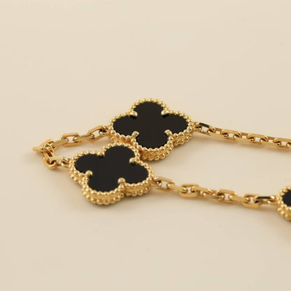 [Violet JW]CLOVER  5 MOTIFS BLACK ONYX BRACELET