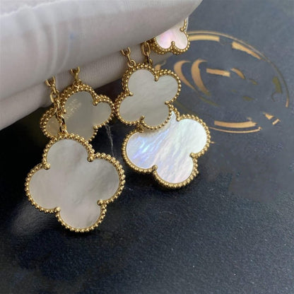 [Violet JW]CLOVER EARRINGS WHITE MOP 4 MOTIFS GOLD