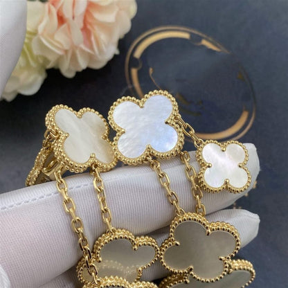 [Violet JW]CLOVER EARRINGS WHITE MOP 4 MOTIFS GOLD