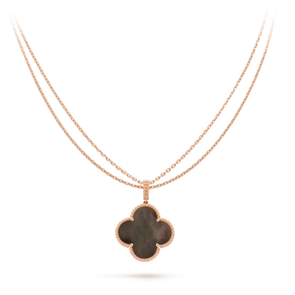[Violet JW]CLOVER 25MM GOLD DARK MOP BIG CLOVER NECKLACE