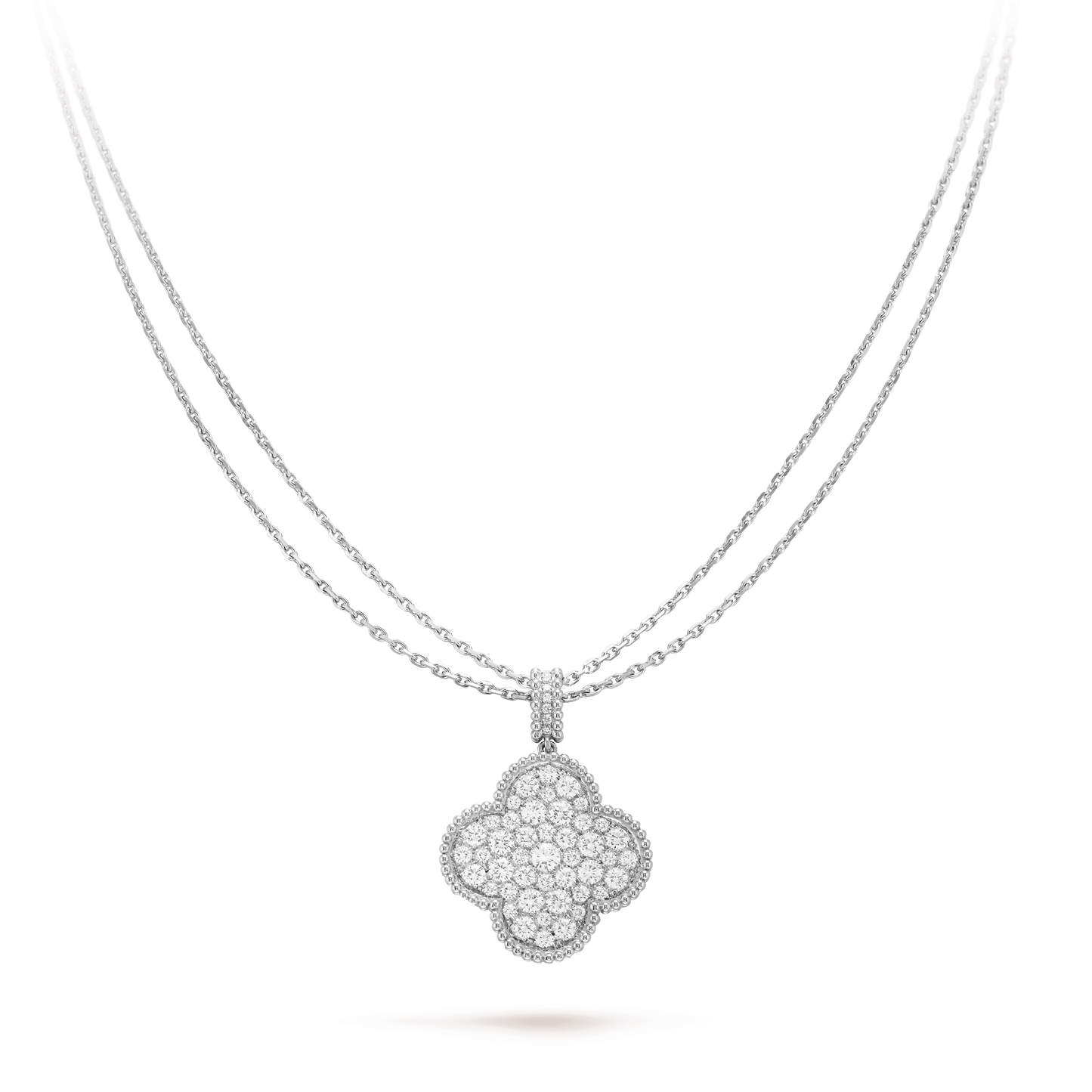 [Violet JW]CLOVER 25MM SILVER FULL DIAMOND BIG CLOVER NECKLACE