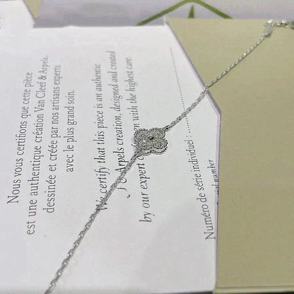 [Baslove]クローバーシングルフラワーブレスレットシルバー