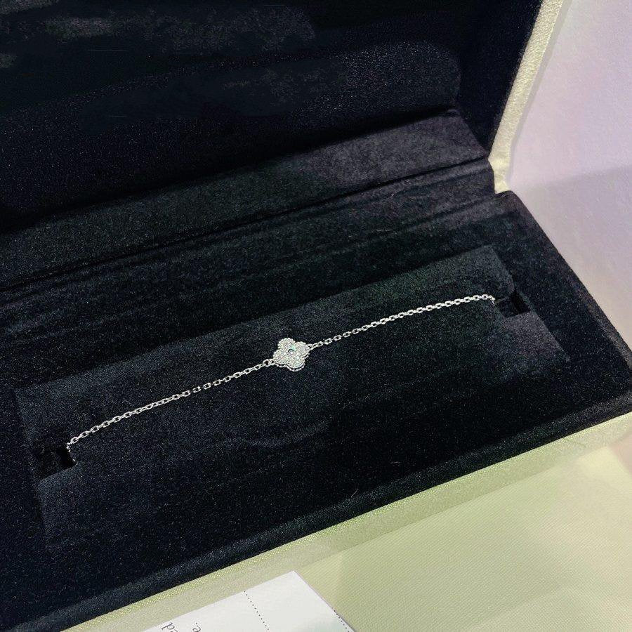 [Baslove]クローバーシングルフラワーブレスレットシルバー