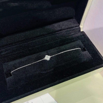 [Baslove]クローバーシングルフラワーブレスレットシルバー