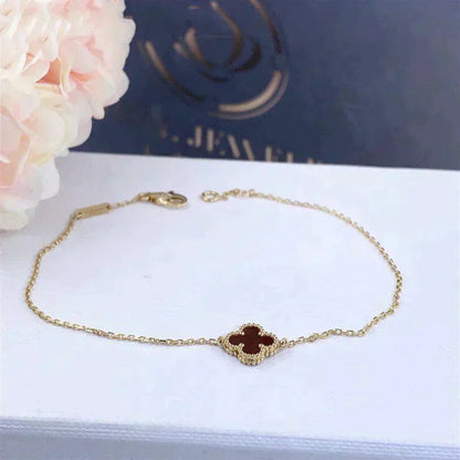 [Violet JW]CLOVER  CARNELIAN SINGLE FLOWER BRACELET
