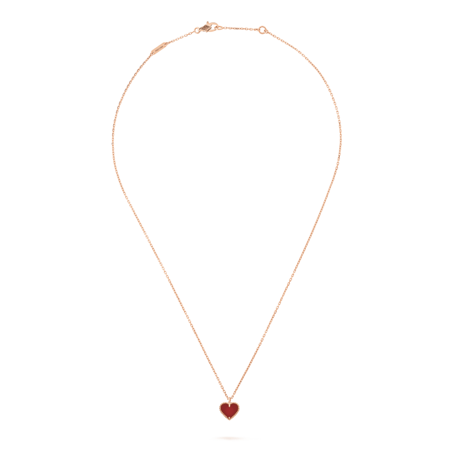 [Violet JW]SWEET CLOVER CARNELIAN HEART NECKLACE