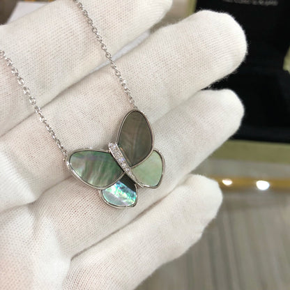 [Violet JW]LARGE BUTTERFLY SILVER PENDANT DIAMOND NECKLACE