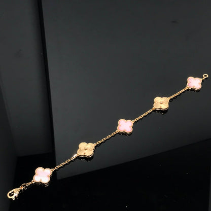 [Violet JW]CLOVER BRACELET 5 MOTIF PINK AND PINK GOLD