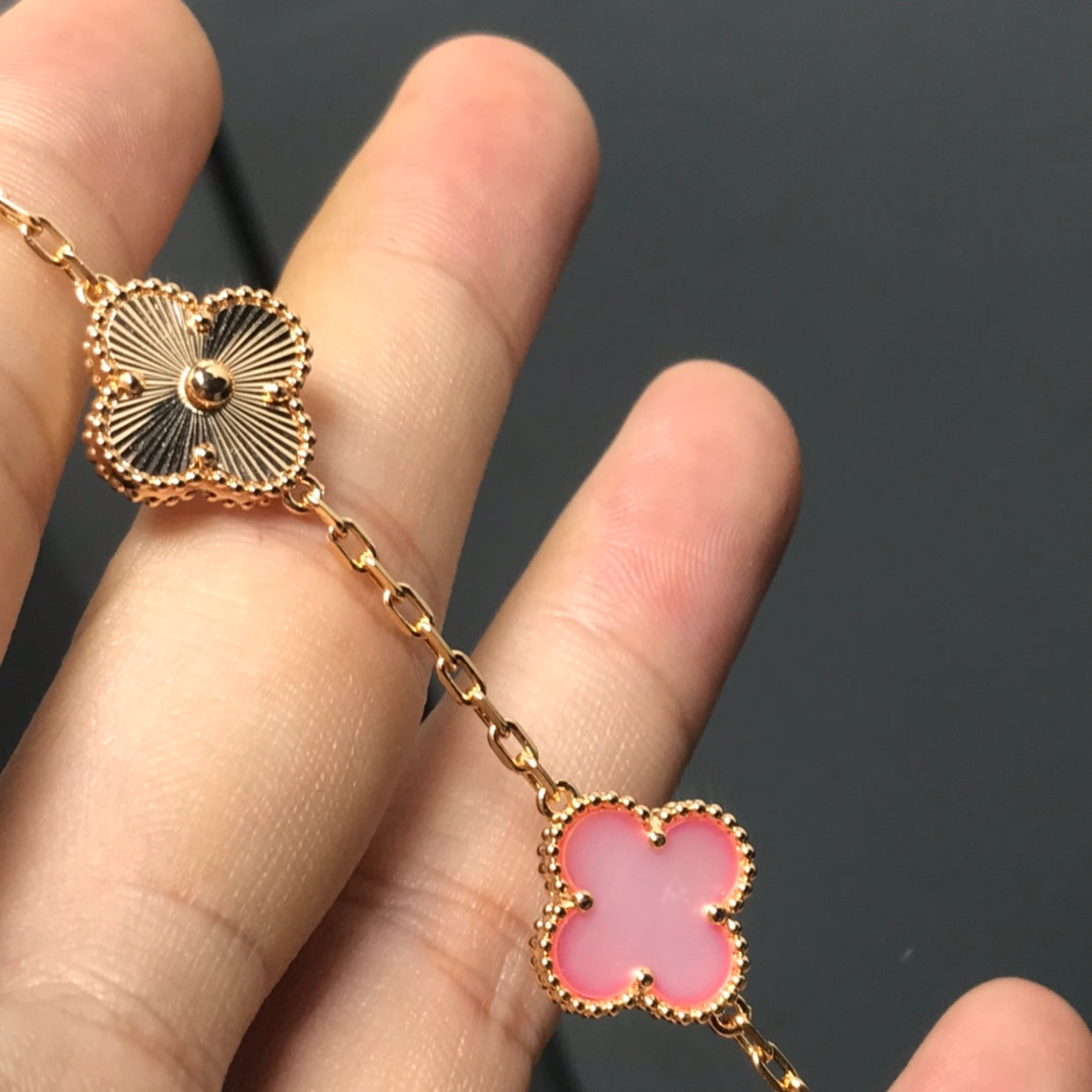[Violet JW]CLOVER BRACELET 5 MOTIF PINK AND PINK GOLD