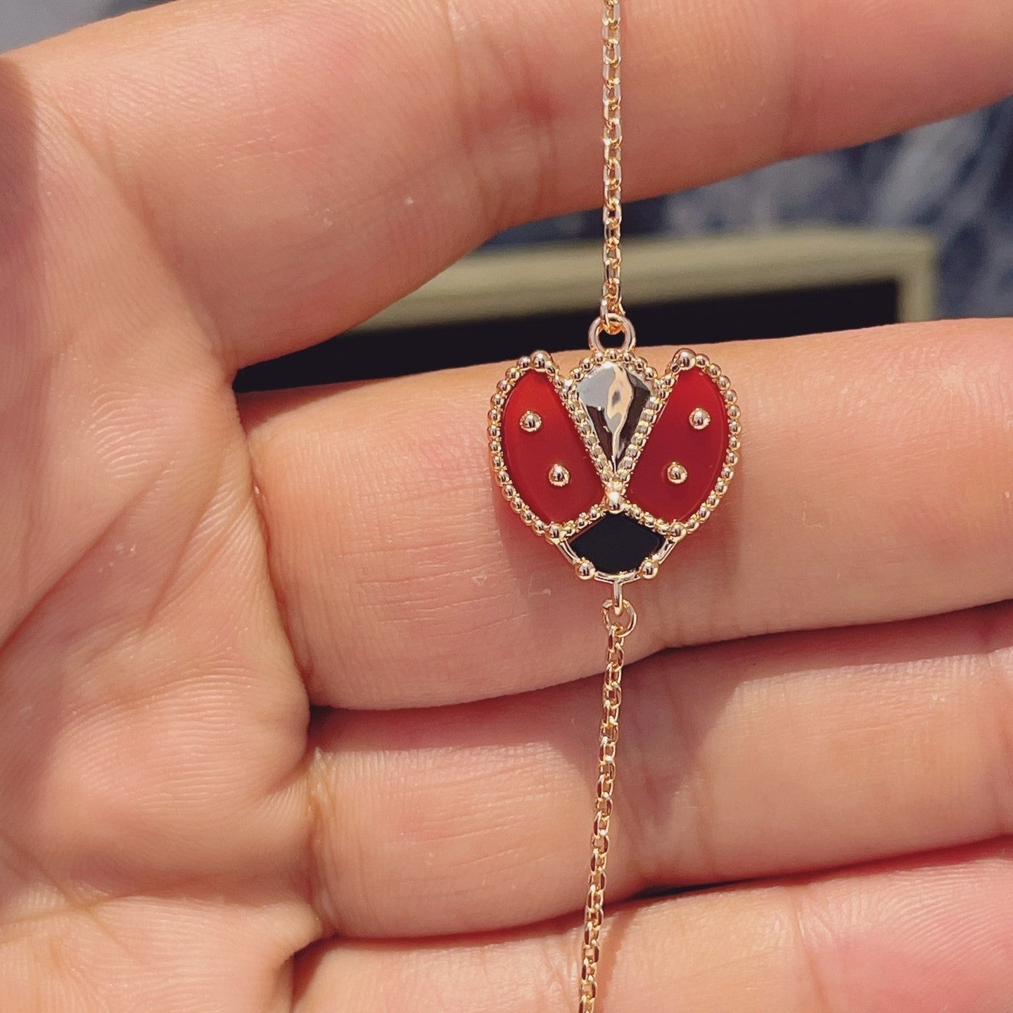 [Baslove]ラッキースプリング 1モチーフ ピンクゴールドブレスレット