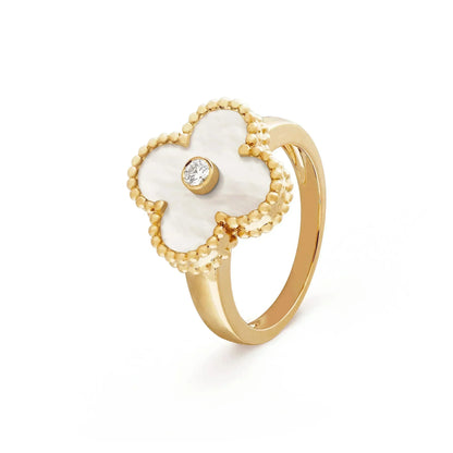 [Baslove] KLEEBLATT ROSA MOP RING GOLD DIAMANT